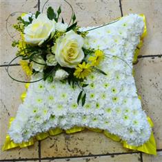 massed cushion yellow and white